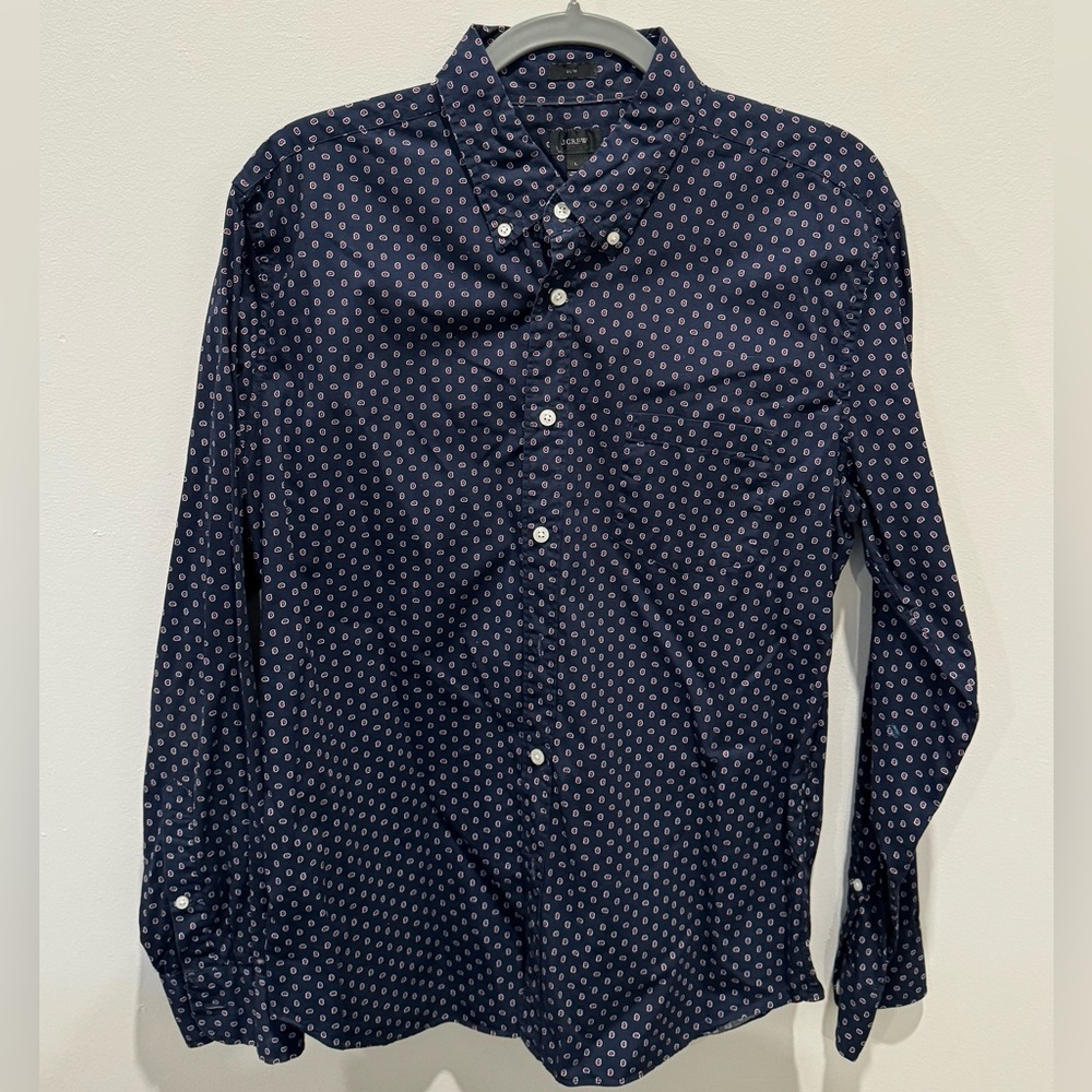 J.Crew Slim Fit Button-Down Shirt in Blue w/ Red Paisley - Men’s (L)